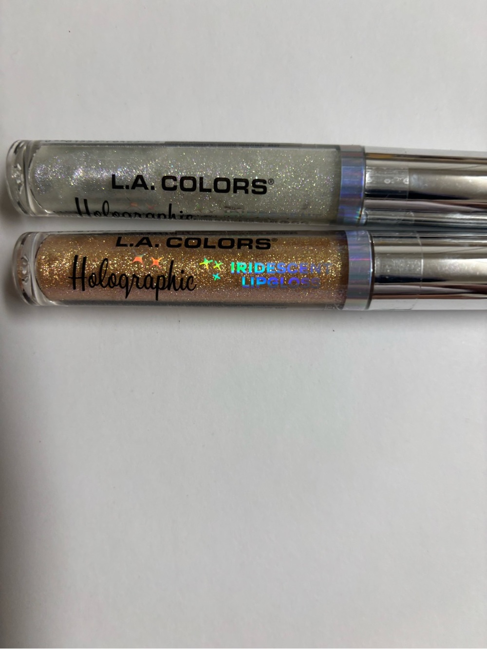 L.A. COLORS Holographic Iridescent Lip Gloss Duo - Silver & Gold